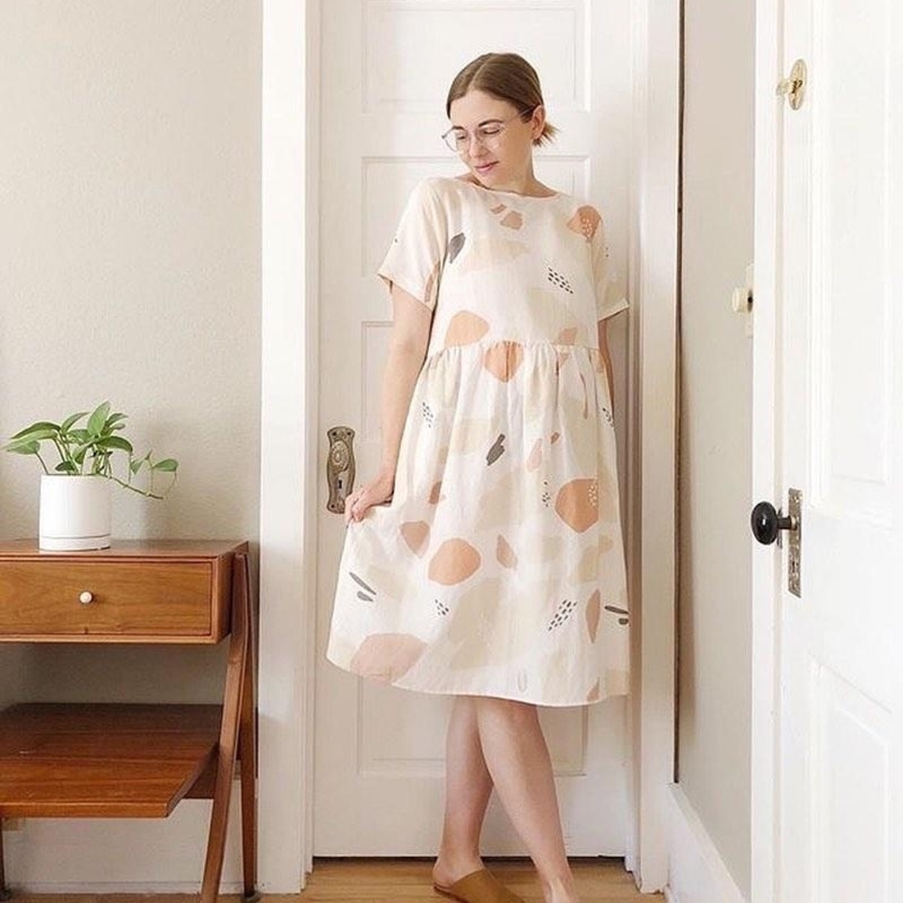 Tradlands Cream and Pink Midi Dress